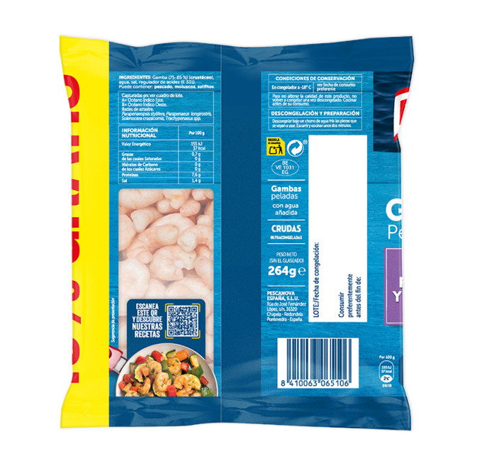 gambas peladas 264g compra online pescanova