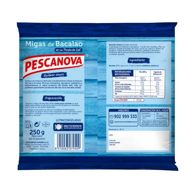 Migas de bacalao 250g trasera pescanova compra online