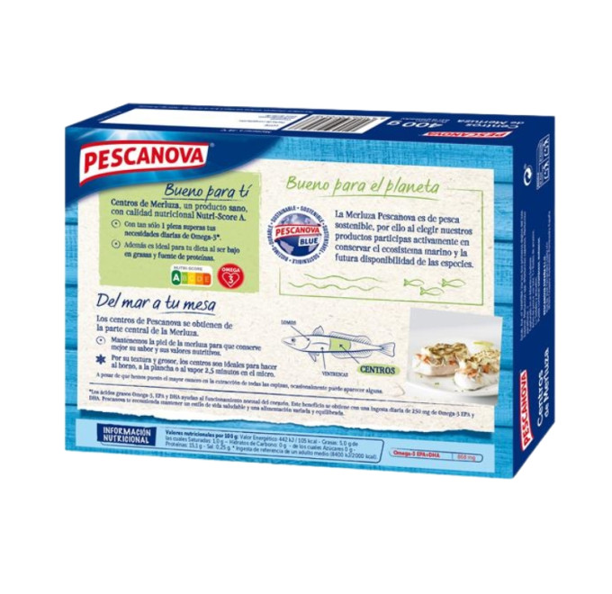 Centros de merluza 400g pescanova compra online pescado congelado trasera