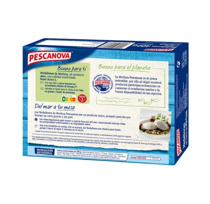 Medallones de filete de merluza 400g pescanova trasera compra online compra pescado congelado