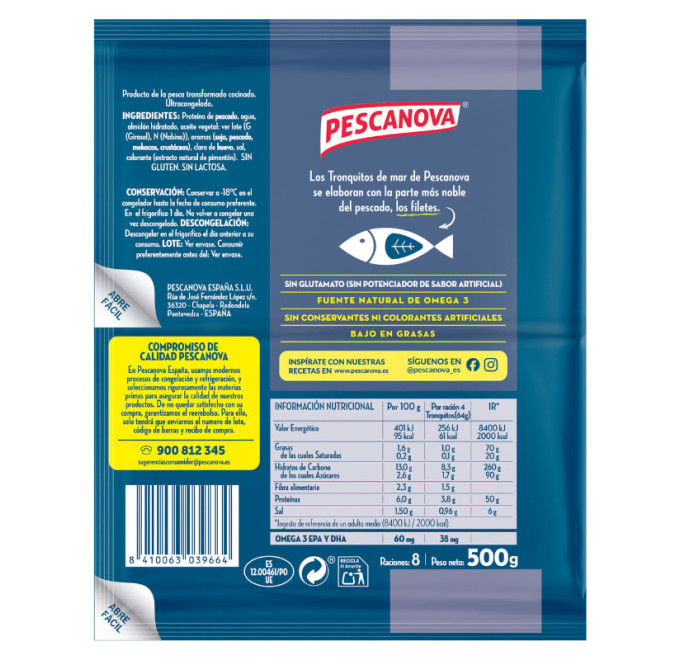 Trasera tronquitos de mar 500g pescanova