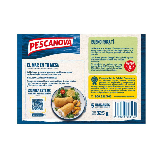 Merluza empanada compra online pescanova 340g trasera