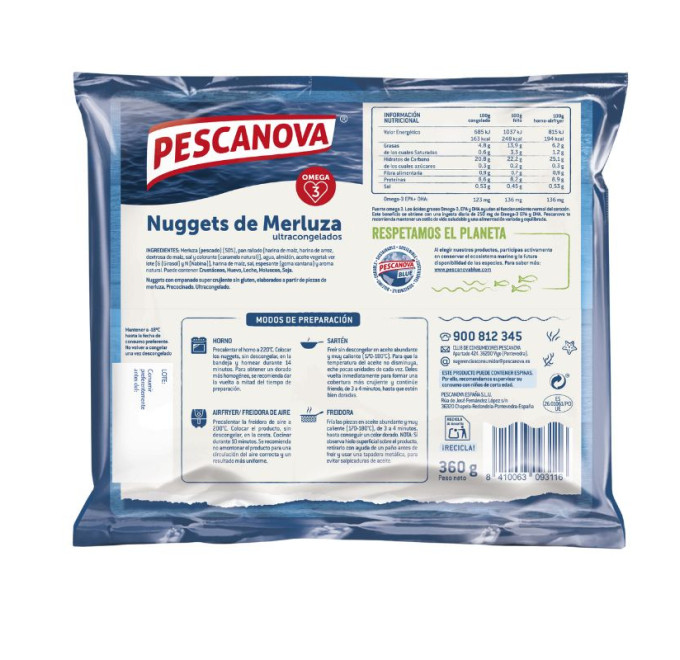 Nuggets de merluza compra online pescado rebozado pescanova trasera