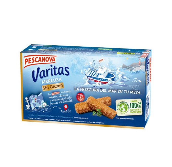 Varitas de merluza sin gluten 300g compra online pescado rebozado pescanova trasera