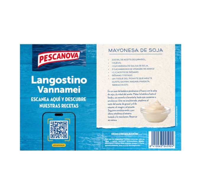 Langostino vannamei cocido 800g trasera pescanova compra online
