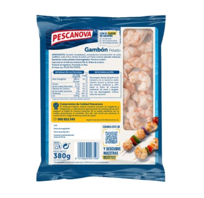 Gambon pelado 380g pescanova compra online marisco congelado