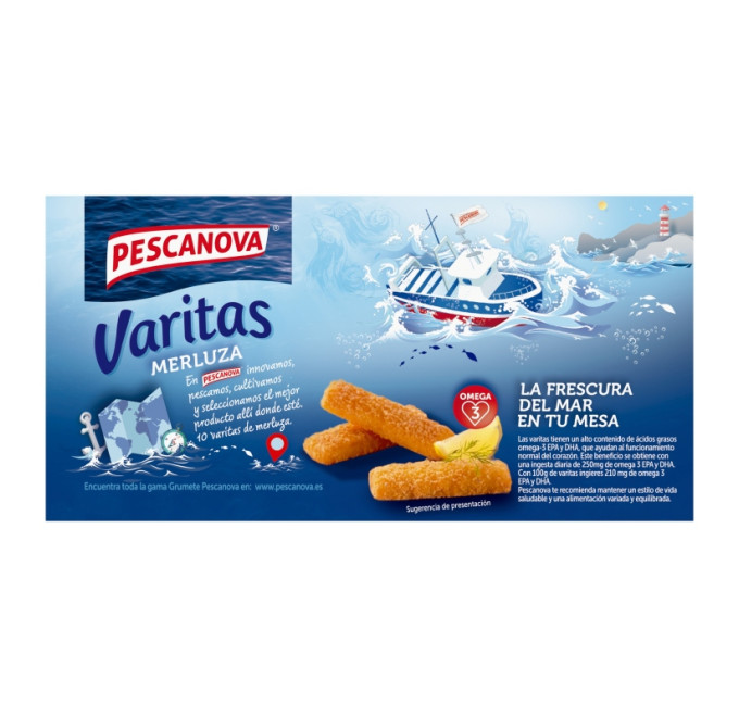 Varitas de merluza 300g pescanova compra online pescado congelado