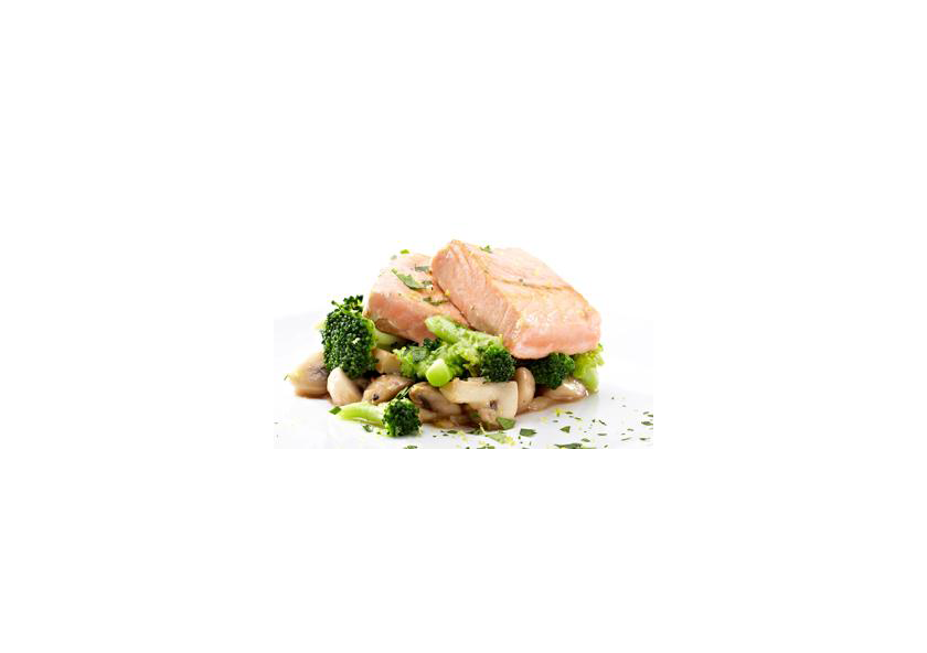 Salmón a la plancha con Champiñones y Brécol