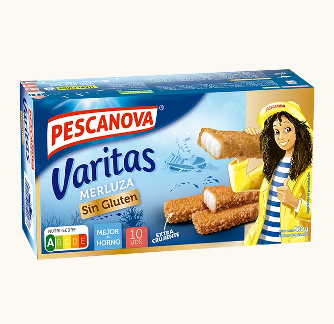 Varitas de merluza sin gluten pop corn