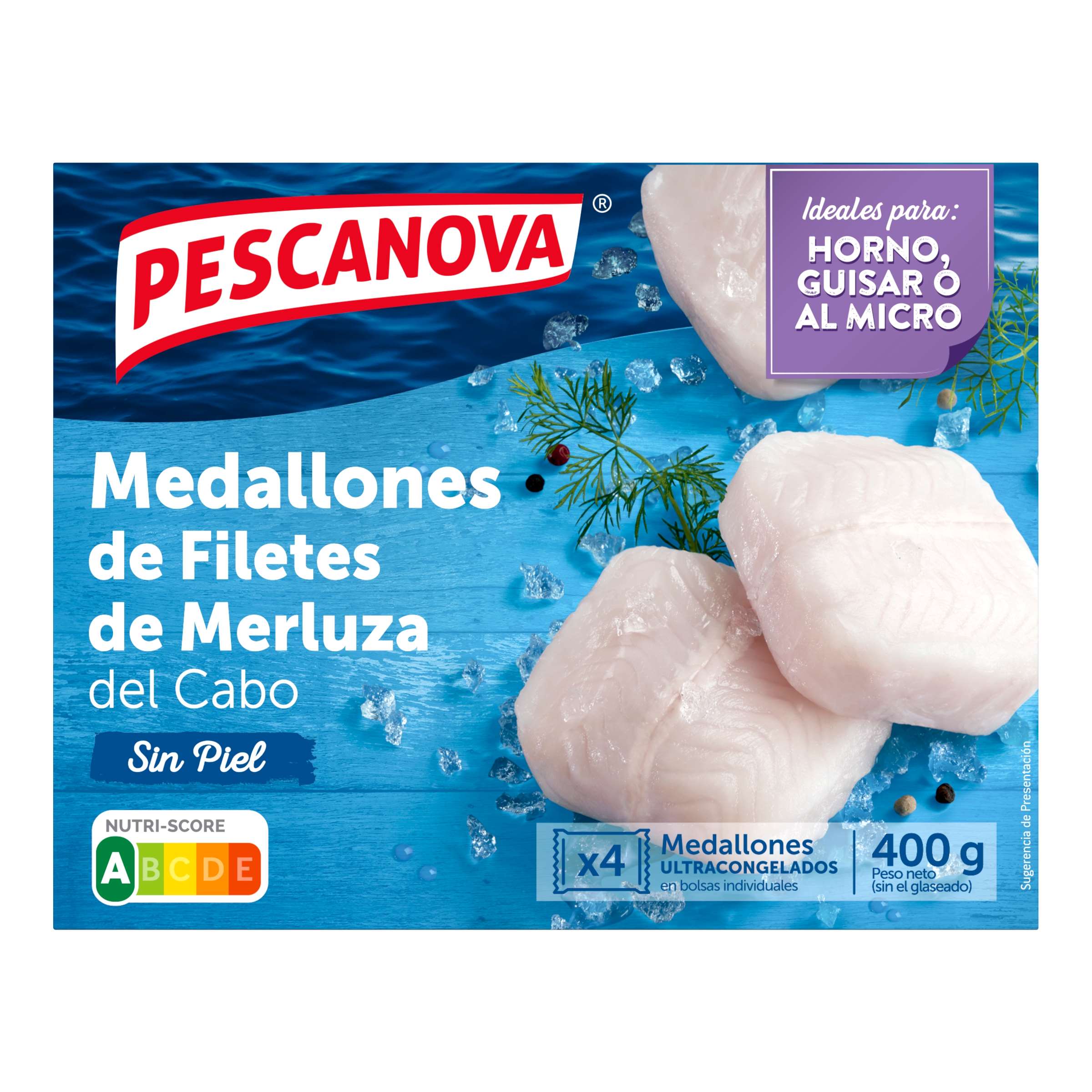 Medallones de merluza sin piel 400g PESCANOVA