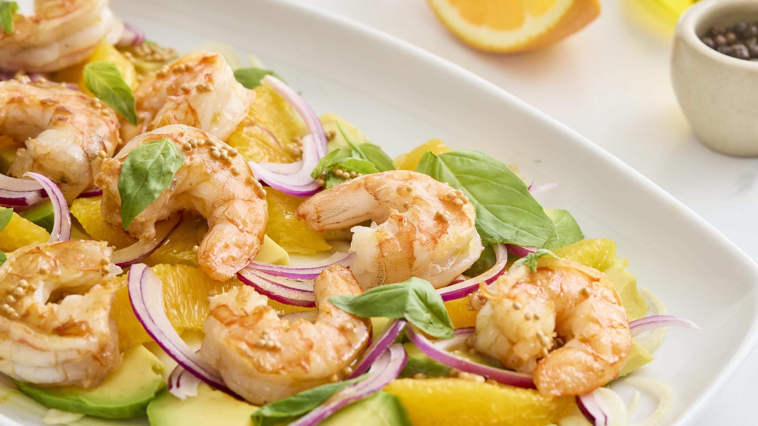 Ensalada de langostinos y naranja Pescanova
