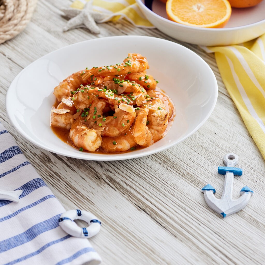 Langostinos a la naranja