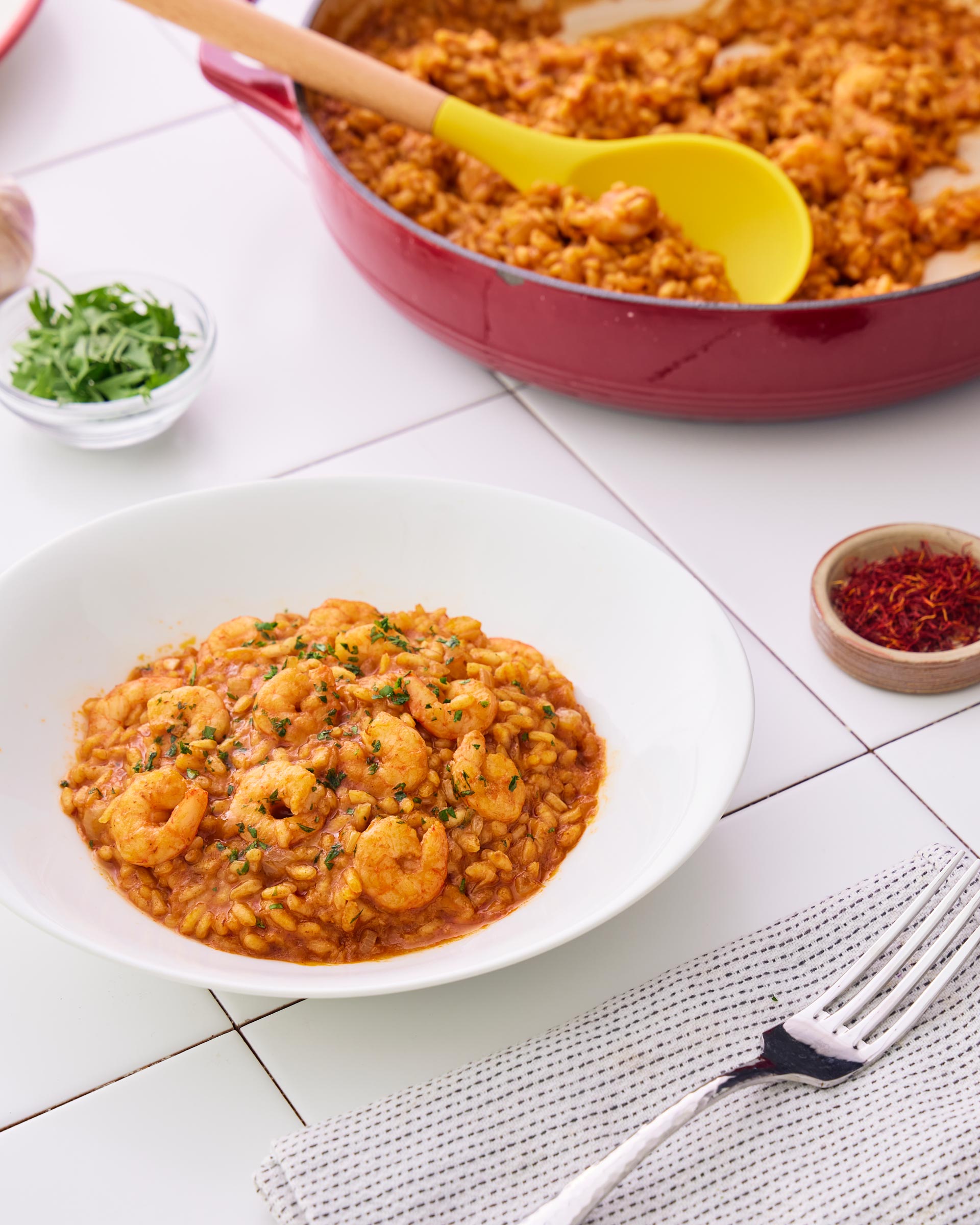 Arroz con gamba blanca