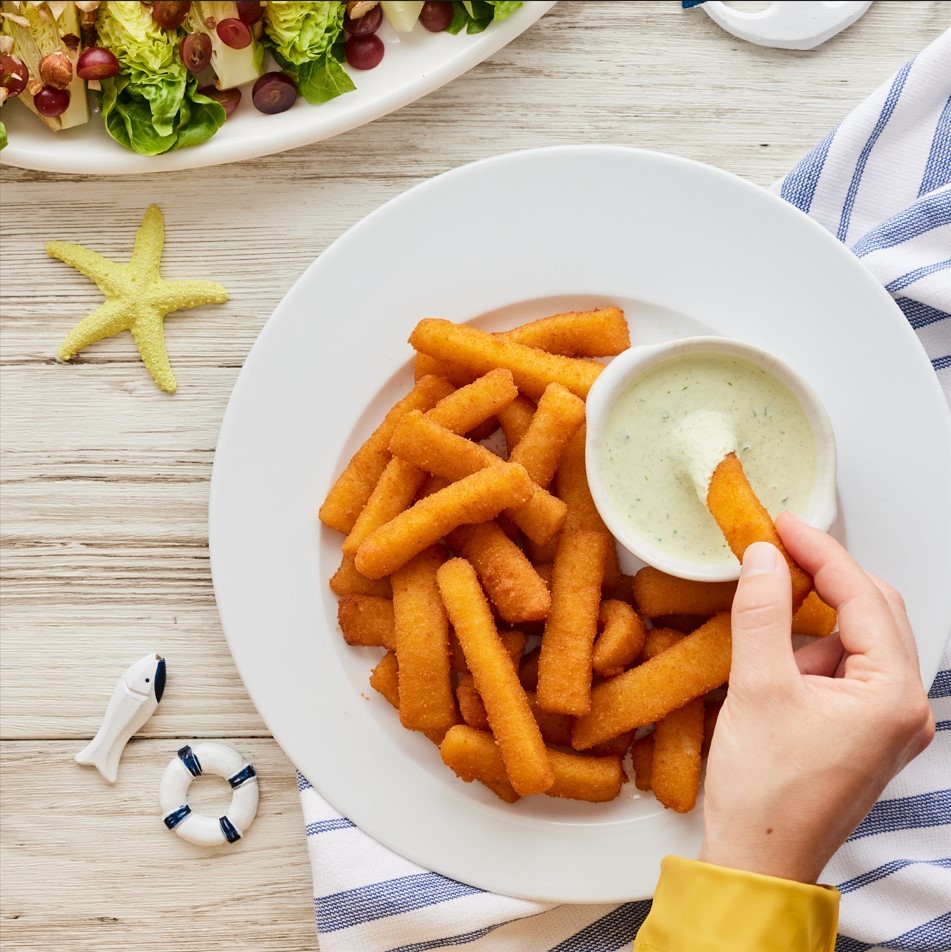 Rabas de calamar en airfryer con salsa de yogur