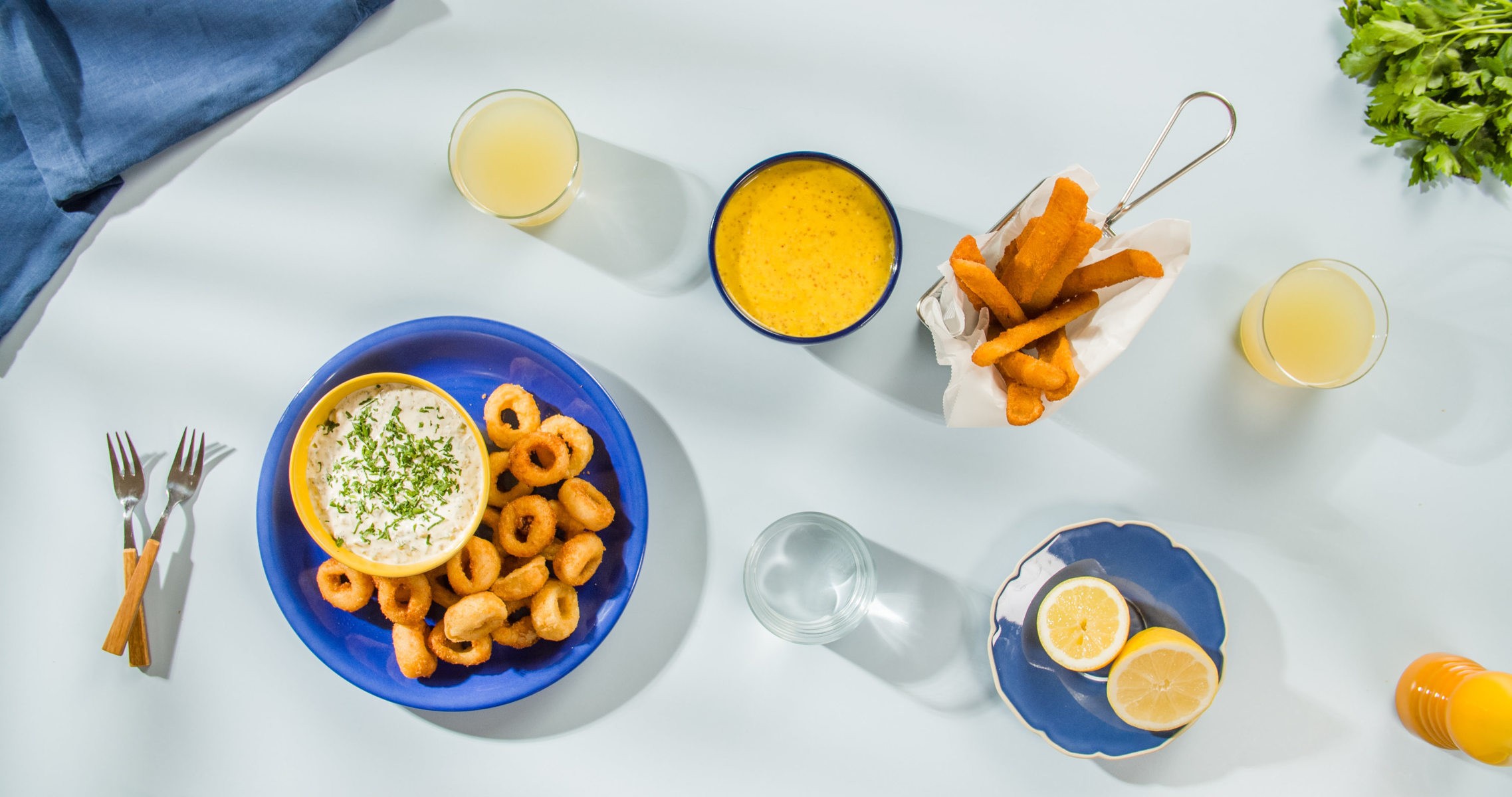 Rabas con mostaza de mango en aifryer