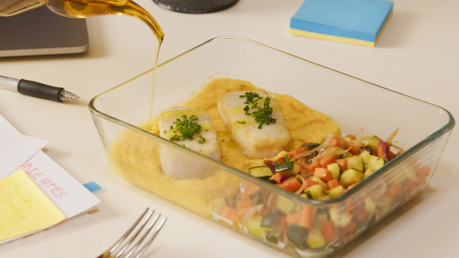 Corazones de merluza con verduritas