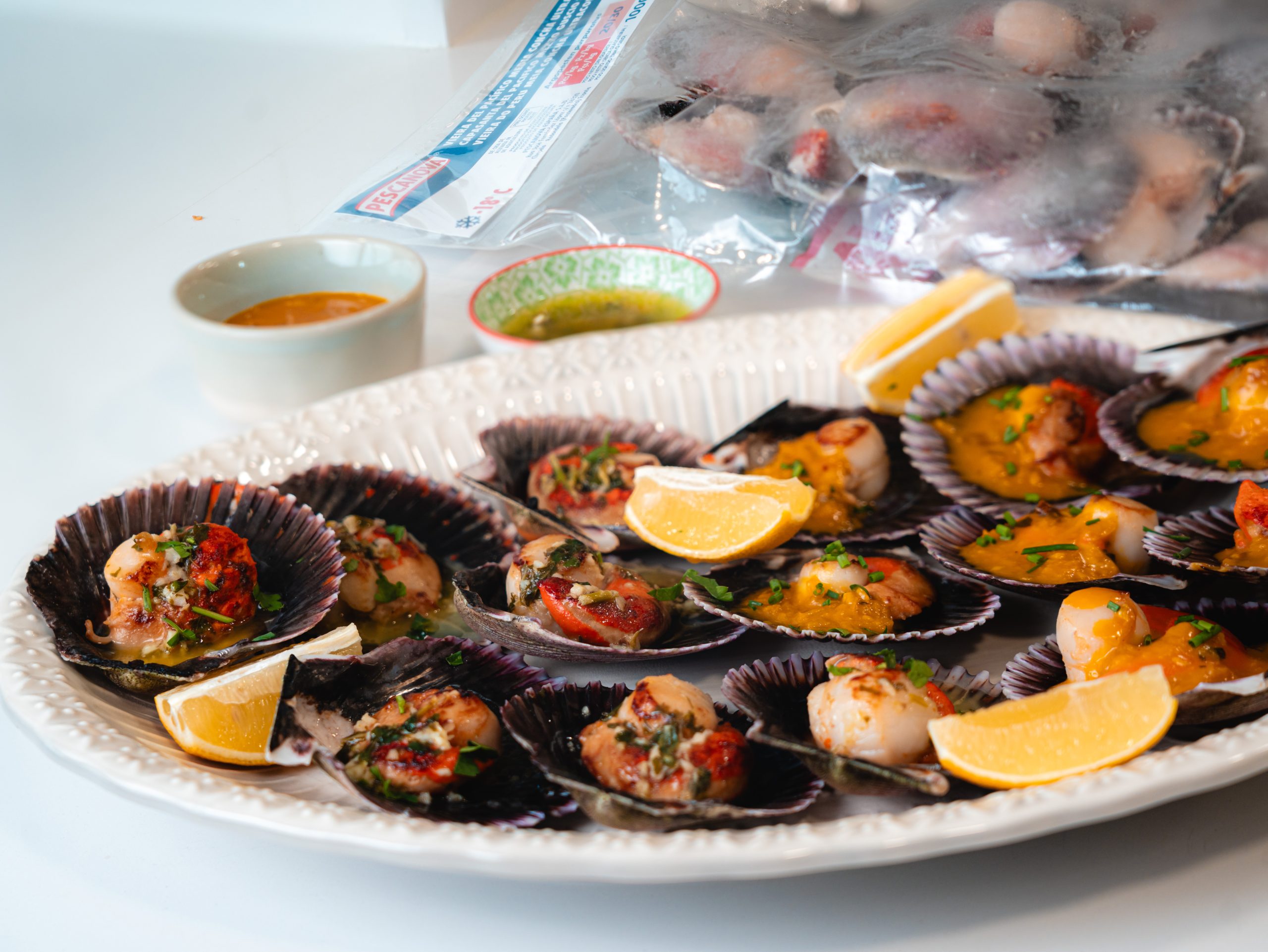 Vieiras con dos salsas en Thermomix