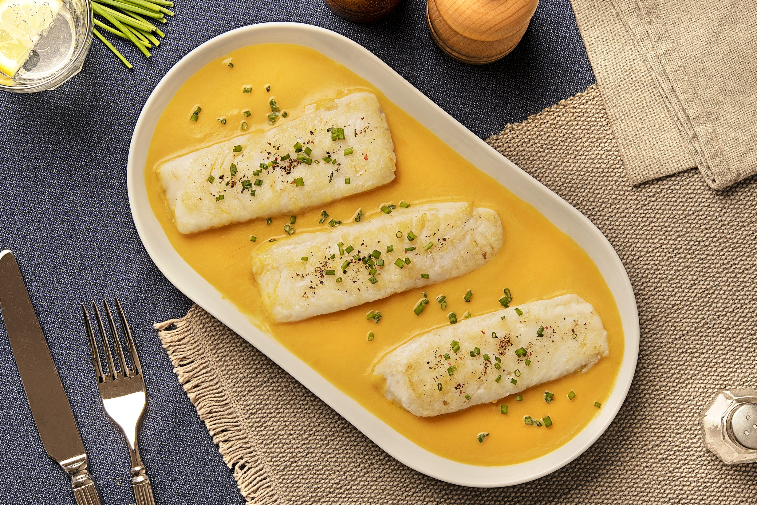 Plato de ventrescas de merluza en crema de calabaza PESCANOVA
